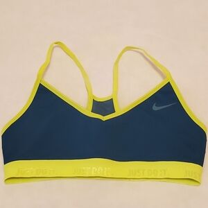 NIKE Vintage Y2K DriFit S Teal/Neon Yellow Mesh Insert Racerback Sports Bra